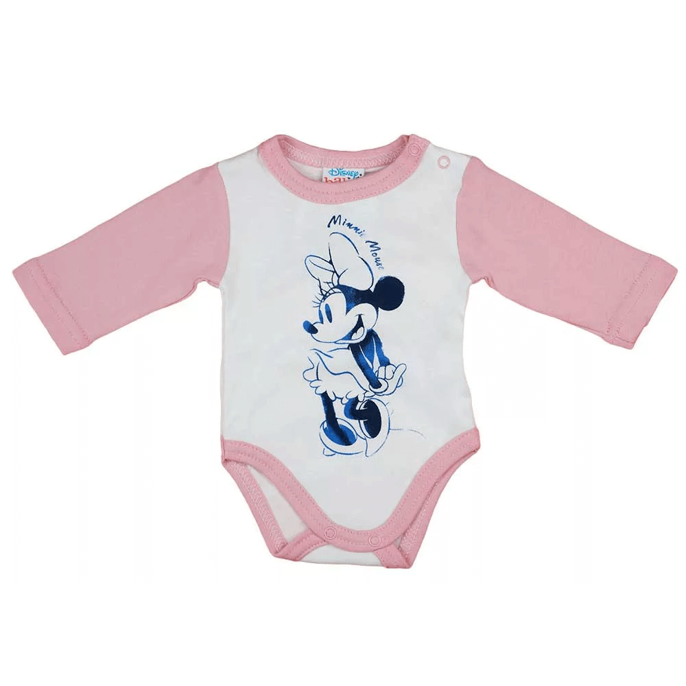 Disney Minnie Mouse Baby Bodysuit for Girls, White-Pink-Blue