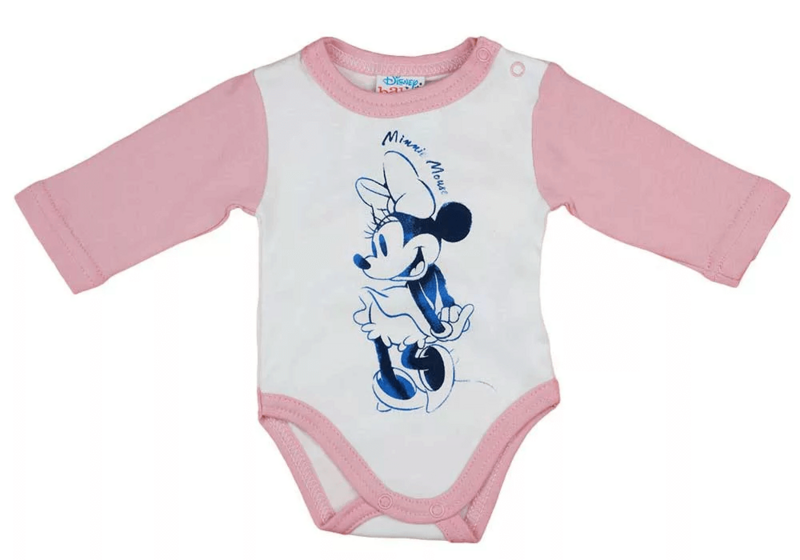Disney Minnie Mouse Baby Bodysuit for Girls, White-Pink-Blue