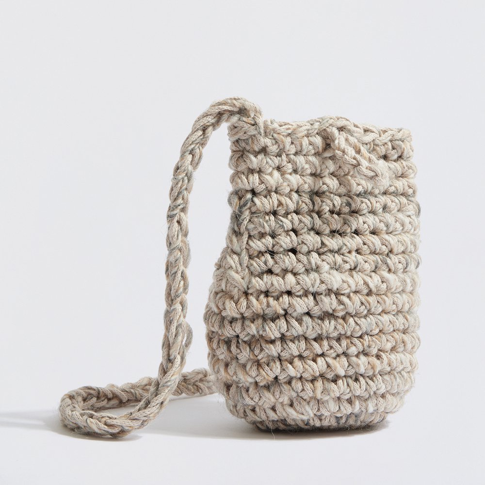 Funda para teléfono de crochet “Elise lana + algodón” beige