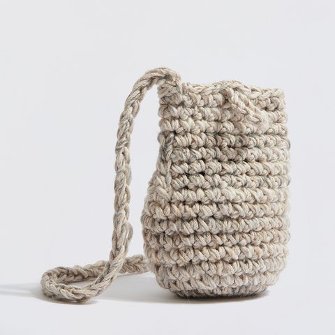 “Elise wool + cotton” crochet phone pouch beige