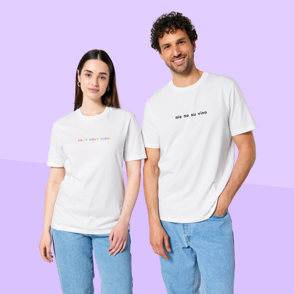 NEVER NO TO VINO T-shirt unisex realizzata in cotone biologico