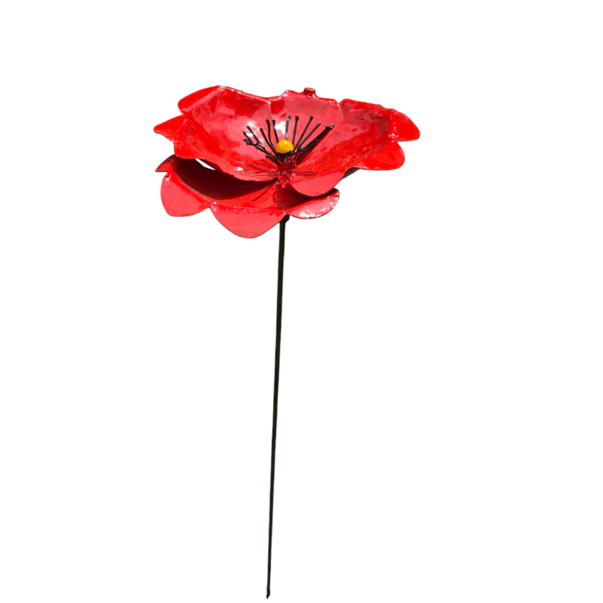 METAL LARGE RED POPPY FLOWER