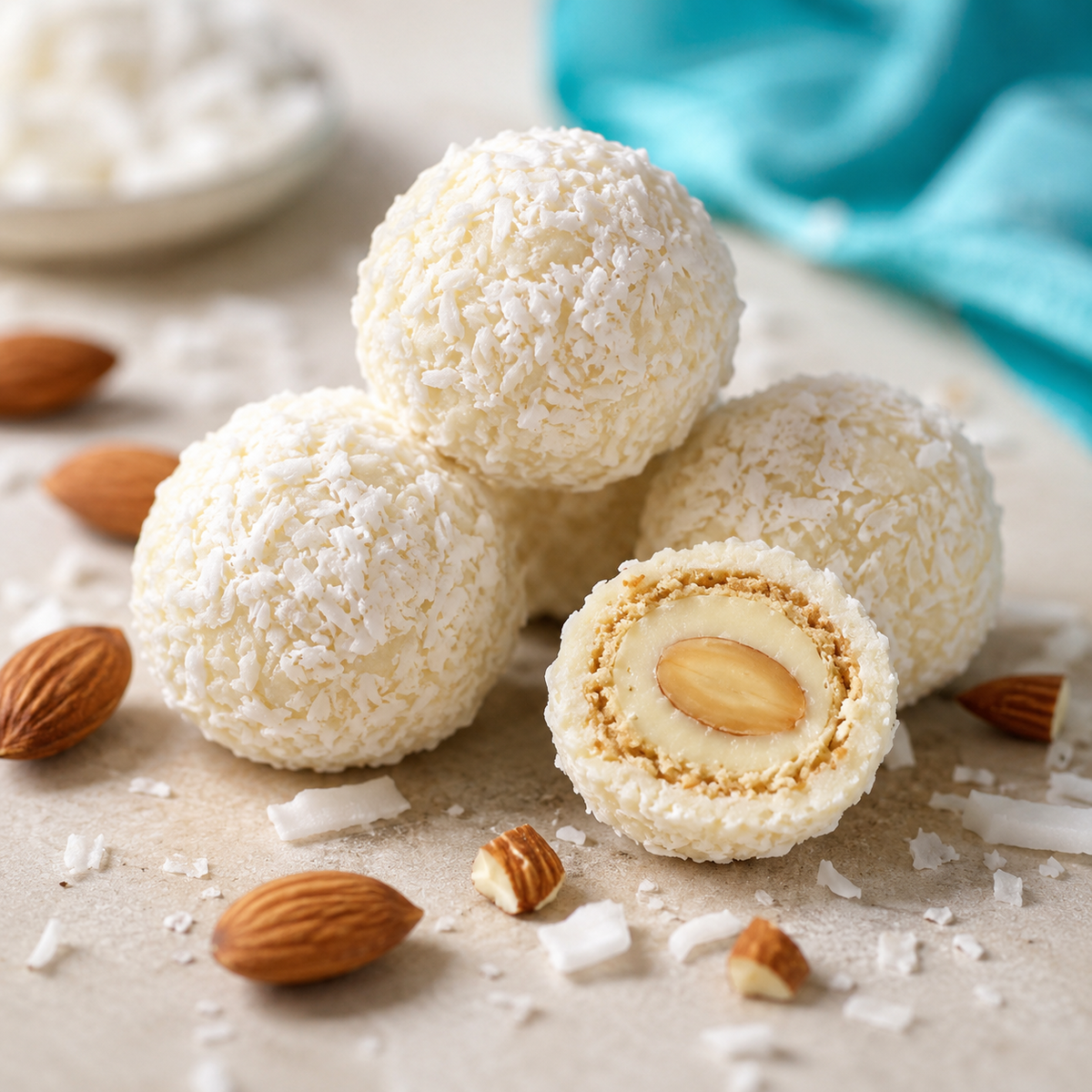 Feel FIT Royal Coconut Protein Balls mit ganzen Mandeln, 17 % Protein, ohne Zuckerzusatz, ohne Palmöl, 63 g