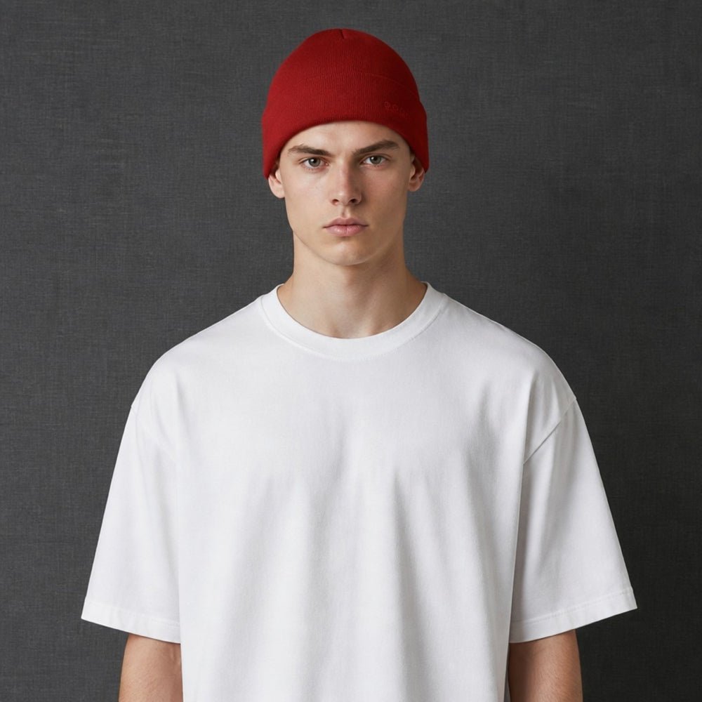 K5001EC | ORTLES - Unisex Cap in Tubular Stockinette Knit Made in Italy. Garnet color