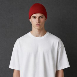 K5001EC | ORTLES - Unisex Cap in Tubular Stockinette Knit Made in Italy. Garnet color