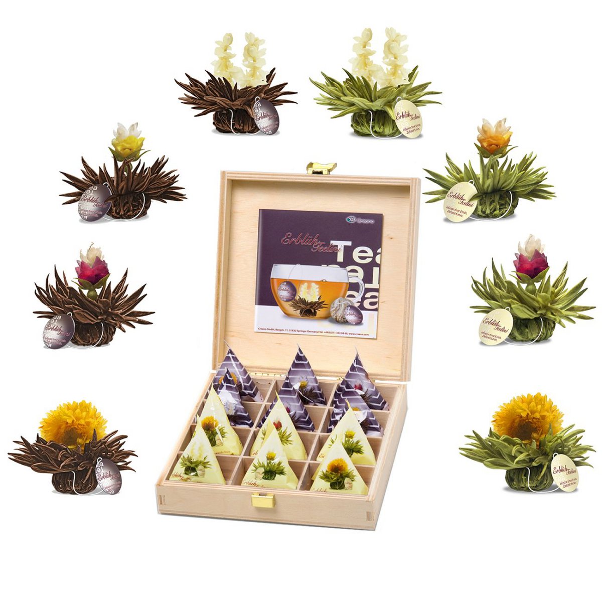 Creano Teelini Geschenkset Holzkiste 12er Sortiment