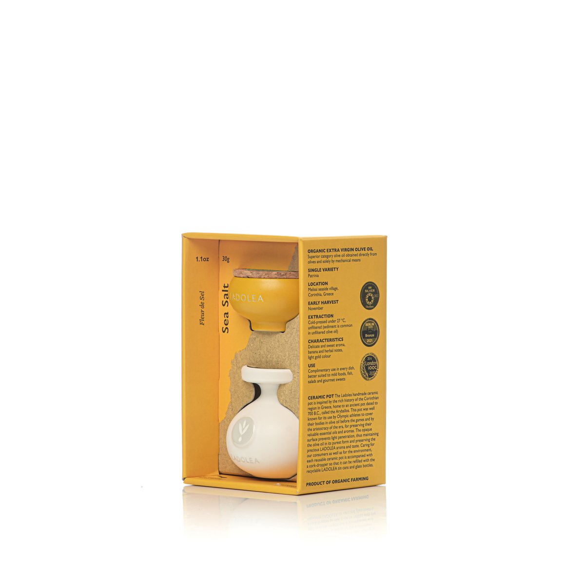 Fleur de Sel (30G) i ekologiczna oliwa z oliwek z pierwszego tłoczenia (80 ml)