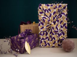 8 stykker bundt furoshiki - blomme diamanter og guldmåner