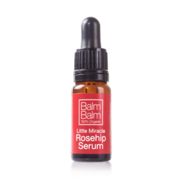  A 10ml bottle of Balm Balm Little Miracle Rosehip Serum, a face serum containing rosehip oil.