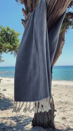 CRYSTAL Cotton Hammam Beach Towel – Quick Dry – Blue - 180x100 cm