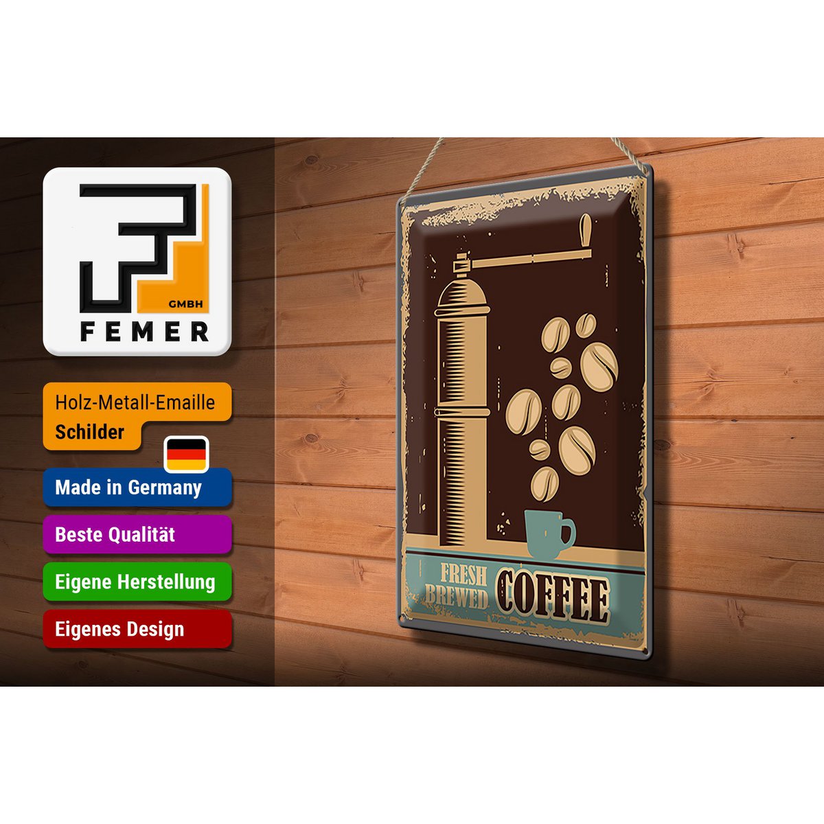 Tin Sign Retro 30x40cm Coffee Coffee freshly brewed