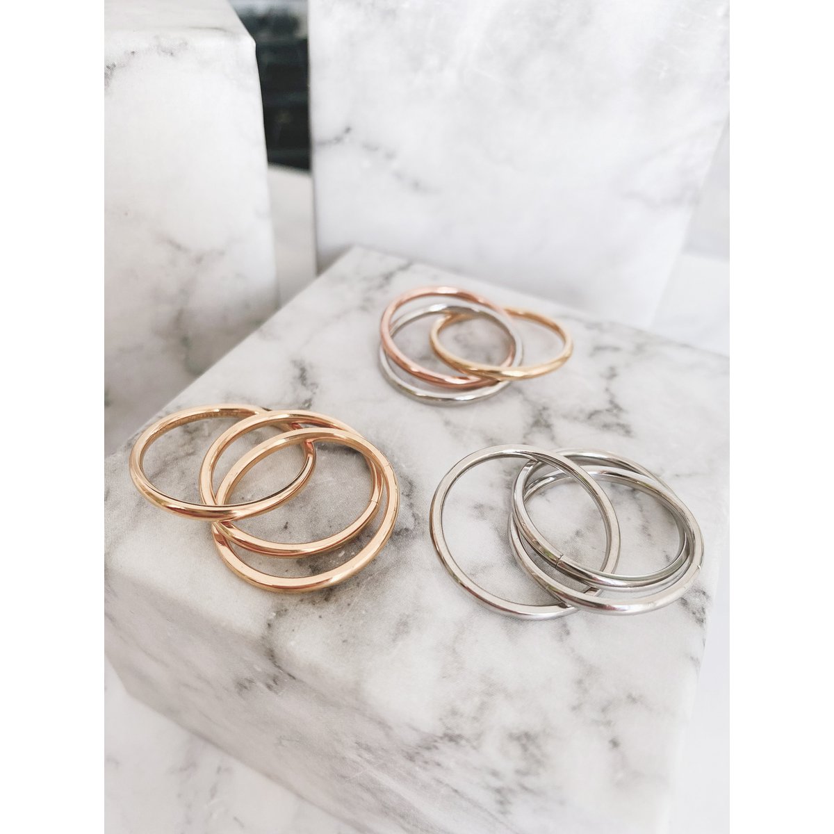 R1067 Rolling Anxiety Fidget Ring Rose Gold Stålfarve