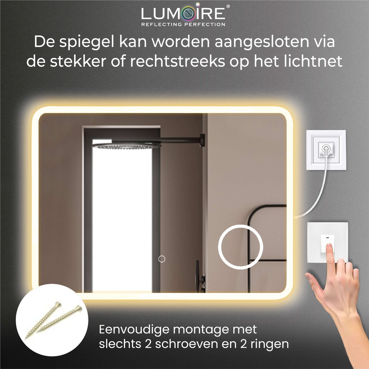 LED-spiegel Lumoire Elysium 80 cm 3x vergrootglas