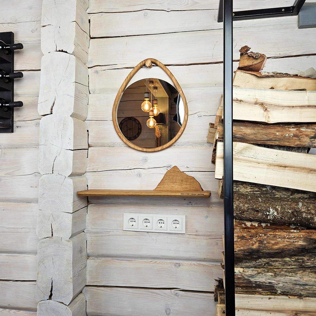 Estante de montaña flotante, decoración de pared de madera rústica para interiores inspirados en la naturaleza