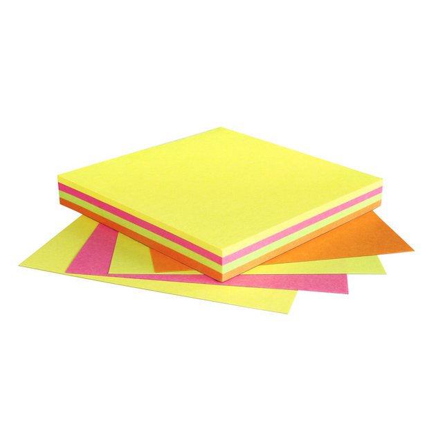 Info notes 75x75mm assorti fel Geel, Roze, Groen, Oranje 100 vel