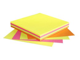 Info notes 75x75mm assorti fel Geel, Roze, Groen, Oranje 100 vel