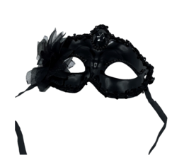 Power Escorts - BR205 Black - Luxury Venetian Love Mask With Stone - Plastic Bag
