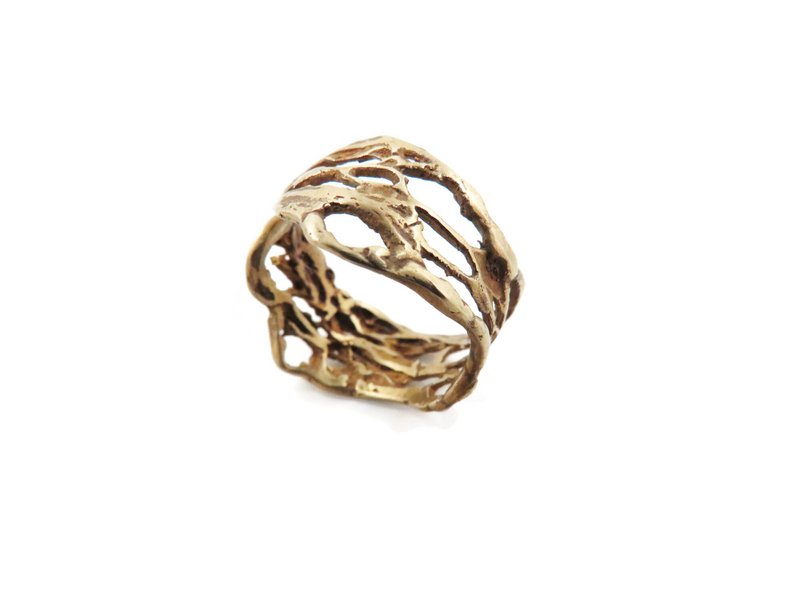 Patinated Bronze Adjustable Ring – Organic Openwork