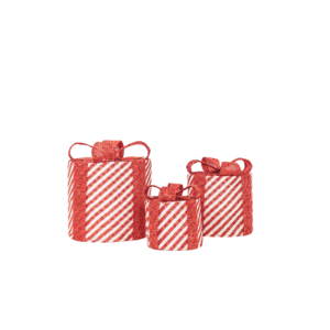 Led Xmas Gift - S3 - Polysterene - Red/ White-15/20/25cm