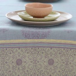 Bordløber Mandala i hør - blå-violet-gul
