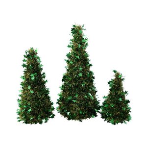 S/3 pieces. Fir tree with stars, green/gold, plastic, 20x50 cm