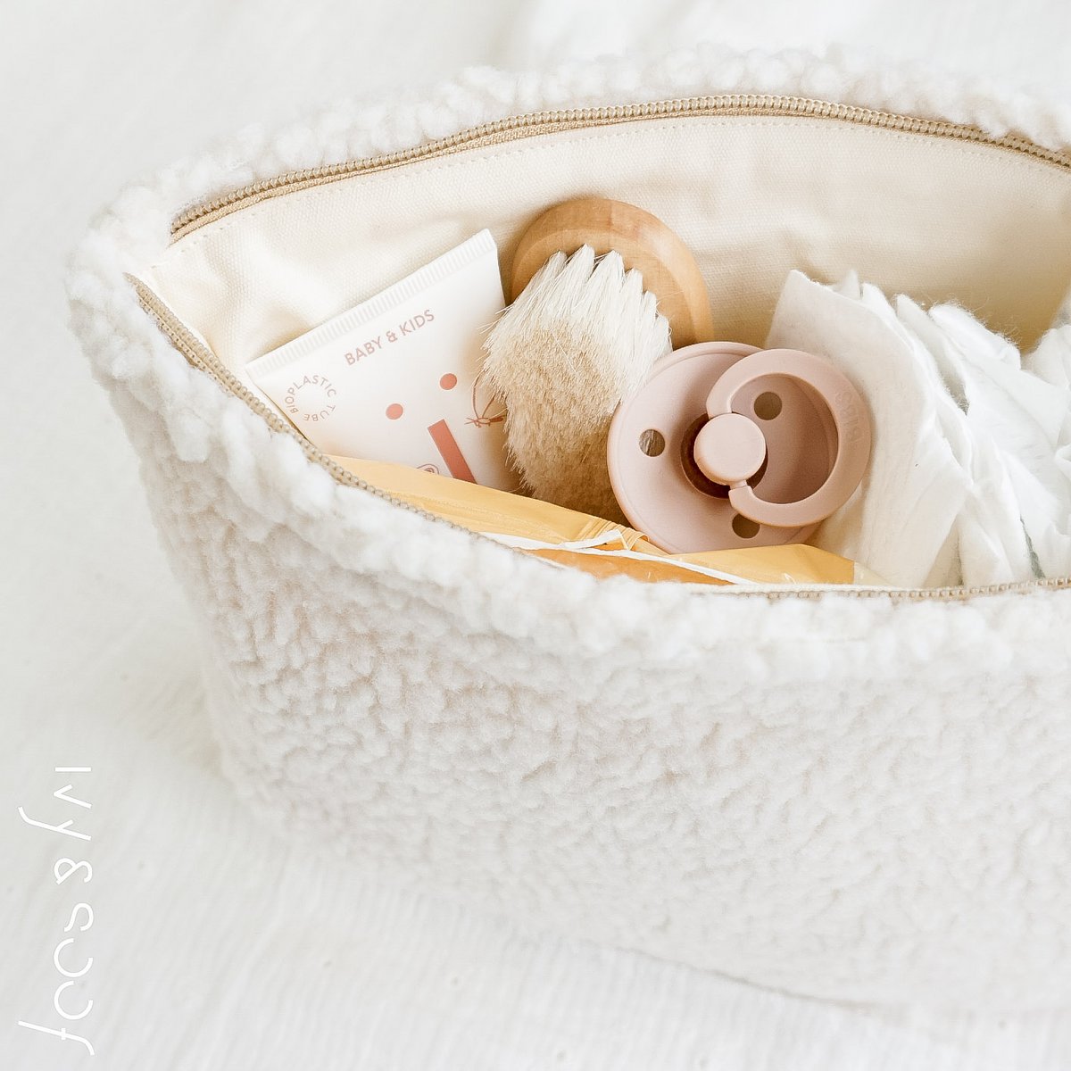 Teddy Federmäppchen | naturweiß | Aufbewahrungsbeutel | Wickeltasche | Kulturbeutel