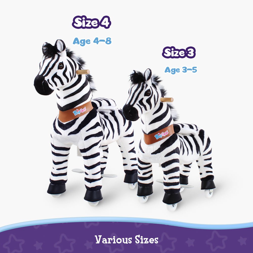 PonyCycle Official Ride-on-toy Modelo U Zebra tamaño 3 y 4 con freno