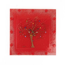 Square wall watch in Murano glass, favor gift idea, golden gold decoration