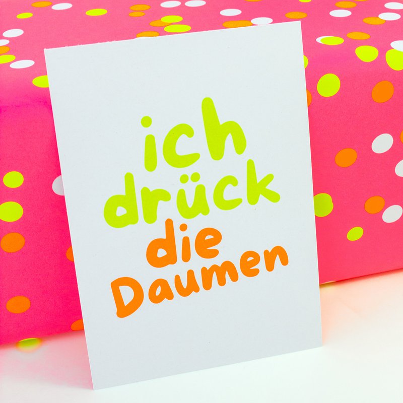 Postcard “I keep my fingers crossed” made from recycled paper