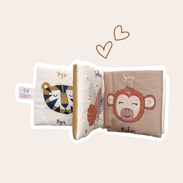 "Awakening book Animals of the Savannah" is a kids reading book featuring illustrations of animals from the savannah. The book cover has a graphic design with a butterfly and the text "Les animaux de la savane" (The animals of the savannah).