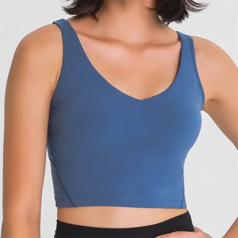Camiseta sin mangas Nepoagym PASSION con estante, sujetador integrado, Top corto con acolchado extraíble, sujetador deportivo palangre para Yoga y gimnasio