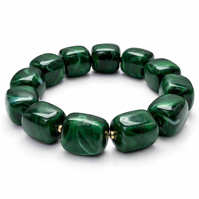 Armband Mora Dunkelgrün – Elastisches Armband mit glänzenden Würfelperlen