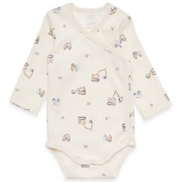 Babyoverslagrompertje lange mouwen - interlock - beige