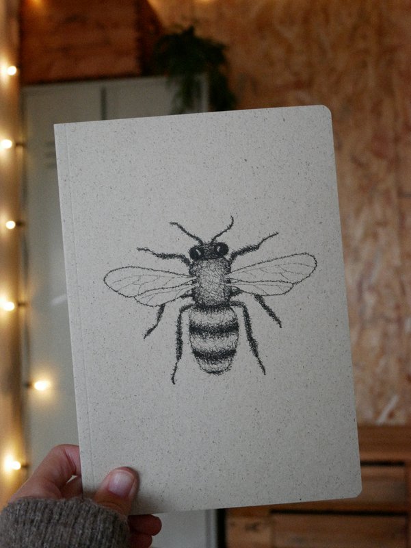 Grass paper notebook bee