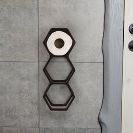 Geometric Wooden Bathroom Roll Holder, Honeycomb‑Inspired Rustic Bath Accessory, Perfect Gift for Housewarming or Home Décor