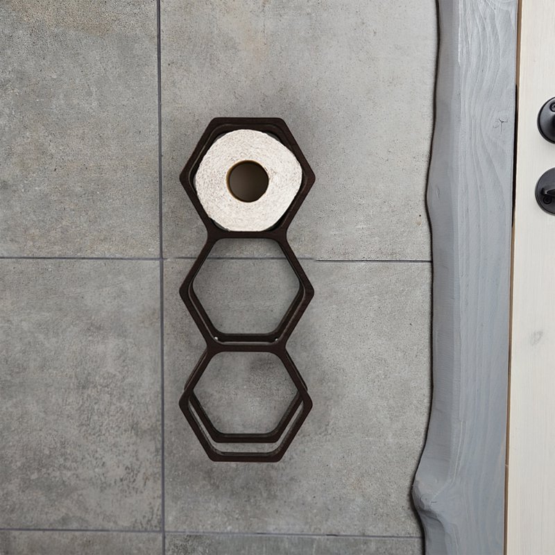 Geometric Wooden Bathroom Roll Holder, Honeycomb‑Inspired Rustic Bath Accessory, Perfect Gift for Housewarming or Home Décor