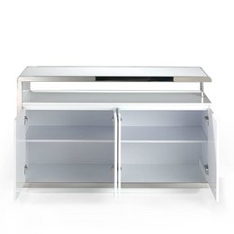 White wooden sideboard and stainless steel