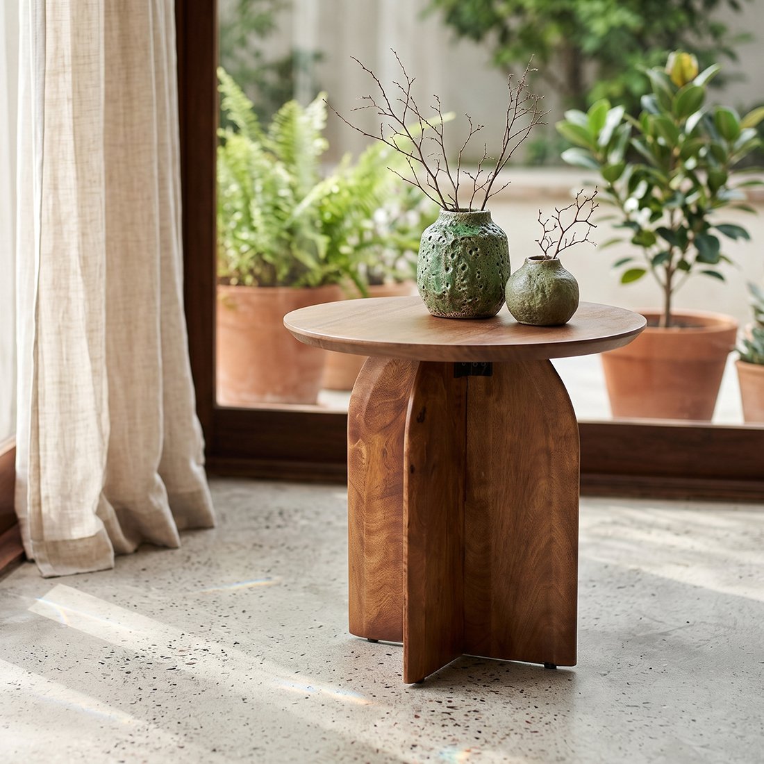 Bullnose sidebord mangotræ - Ø50 cm