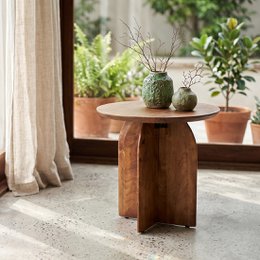 Bullnose sidebord mangotræ - Ø50 cm