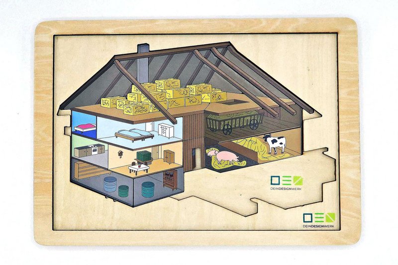 Puzzle da sfogliare: fattoria della Foresta Nera | Puzzle in legno multistrato per tutta la famiglia | Regalo per gli amanti della Foresta Nera