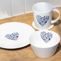 Grande tasse de porcelaine de nordique par cœur fabriqué en UE
