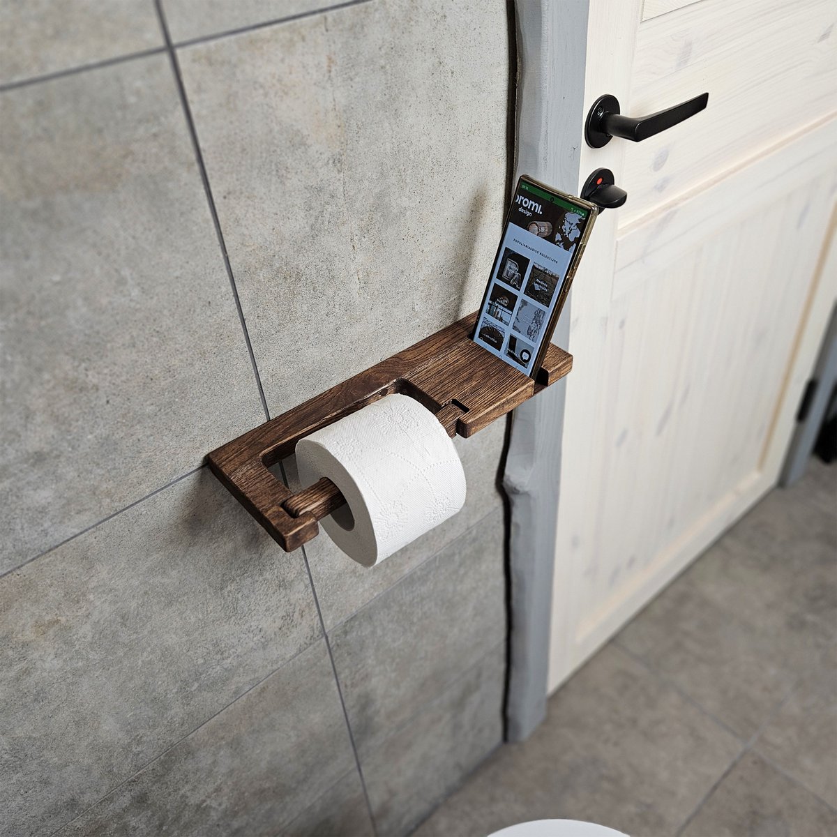 Porte-toilettes en bois fait à la main pour support mural, organisateur de salle de bain écologique, petite maison ou RV prêt