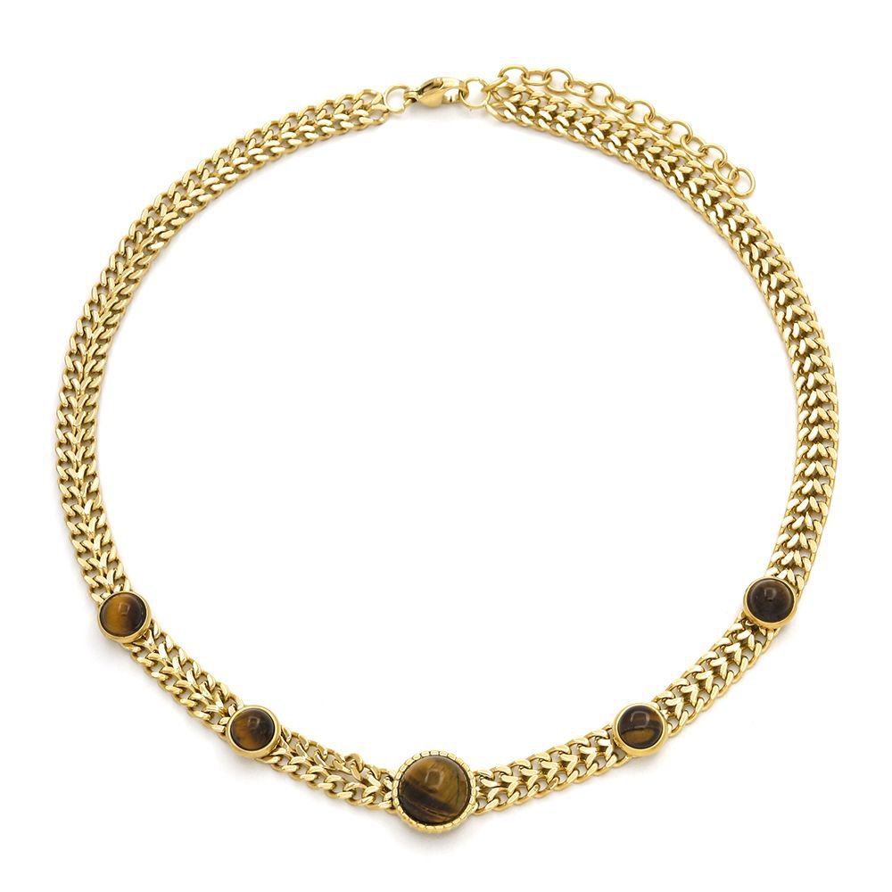 Adjustable Steel Necklace Curb Chain Cabochon