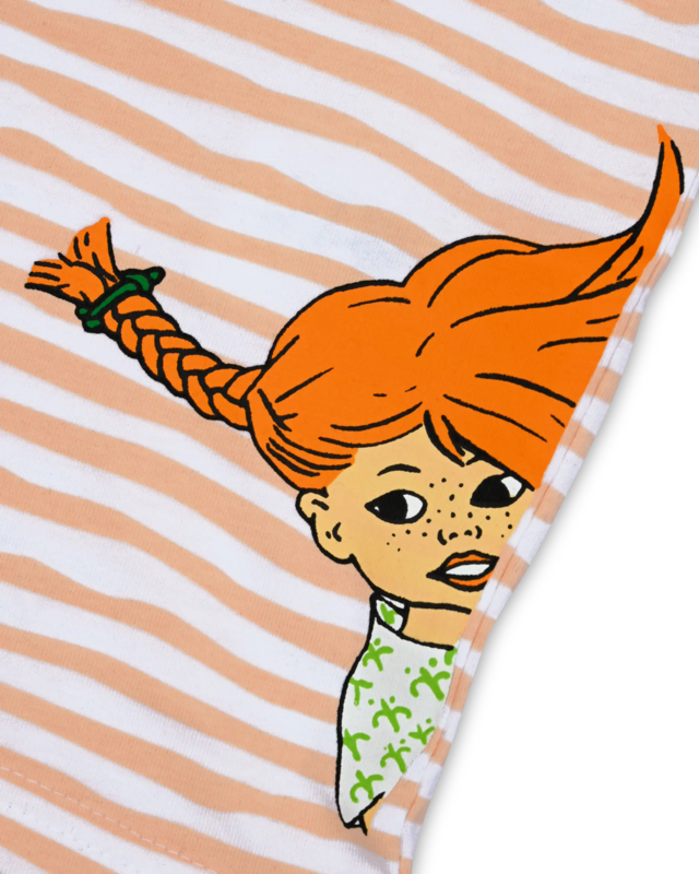 Koaa - Pippi Langstrumpf «rayures» - T-shirt blanc / orange