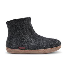 Høj støvle - Hausstiefel aus Filz mit Ledersohle, sort