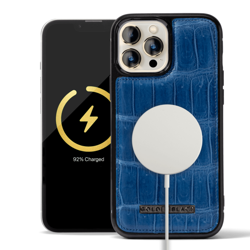 iPhone 13 Pro Max MagSafe krokodillenleren hoesje Blauw Limited Edition