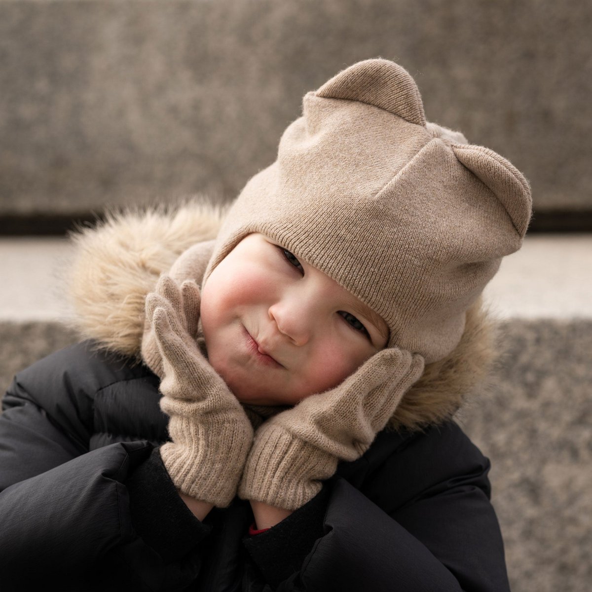Kids' Knit Balaclava & Gloves Cotton 2-Piece
