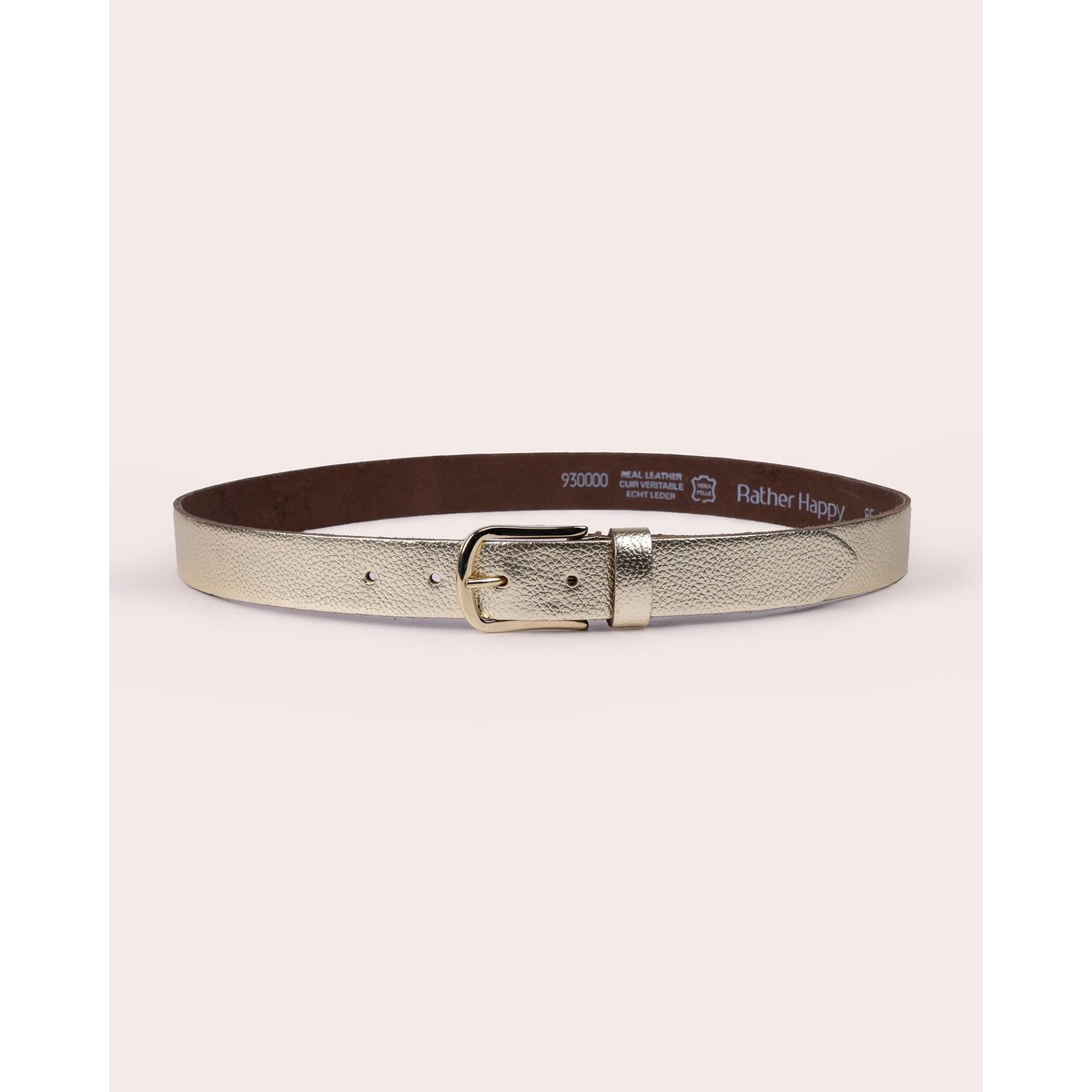 ELLE | Pebbled Leather Belt with Shiny Structured Buckle