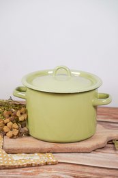Enamel pot with lid citron 3 L Isabelle Rose
