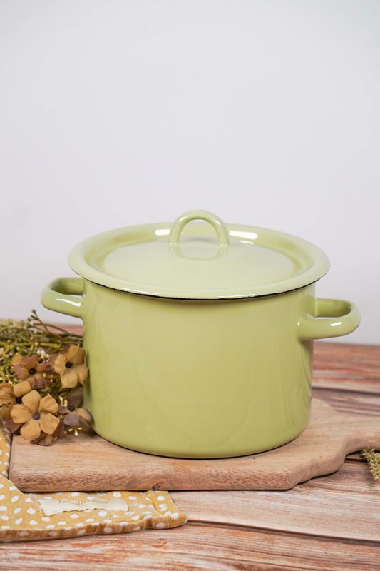 Emaille Pot mit Deckel Citron 3 l Isabelle Rose